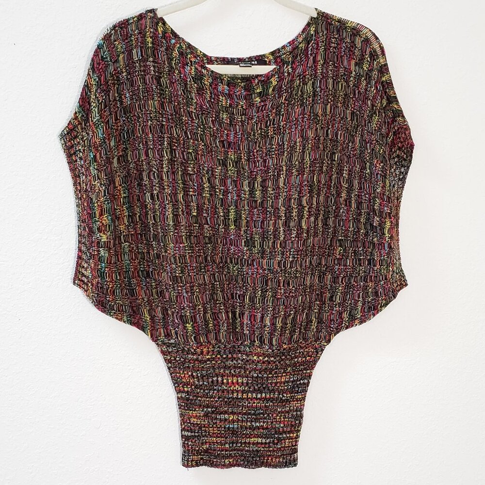 Vintage Forever 21 Multicolor Dolman Short Sleeve Knit Top  | Small